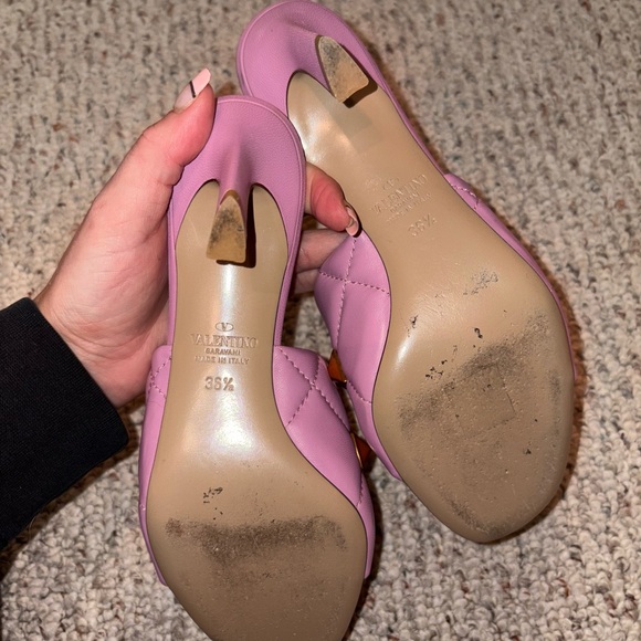 Valentino Pink Slide Sandals with Gold Studs - Picture 4 of 6